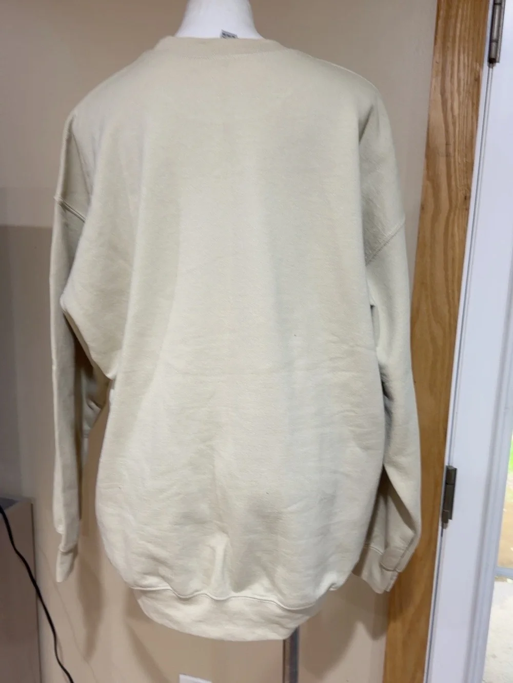 Gildan Cream Sweatshirt with Pink Graphic - 'In October We Wear Pink'